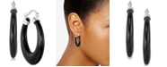 Macy's Onyx (30mm) Hoop Earrings in Sterling Silver